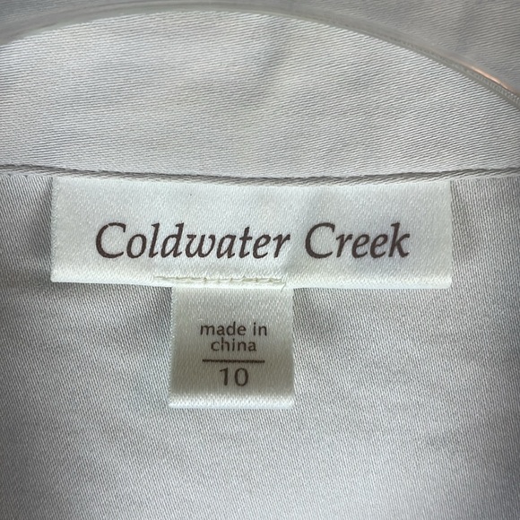 Coldwater Creek Khaki Cotton Spandex Button Up Jacket w/ Pockets Size 10 - Picture 5 of 13